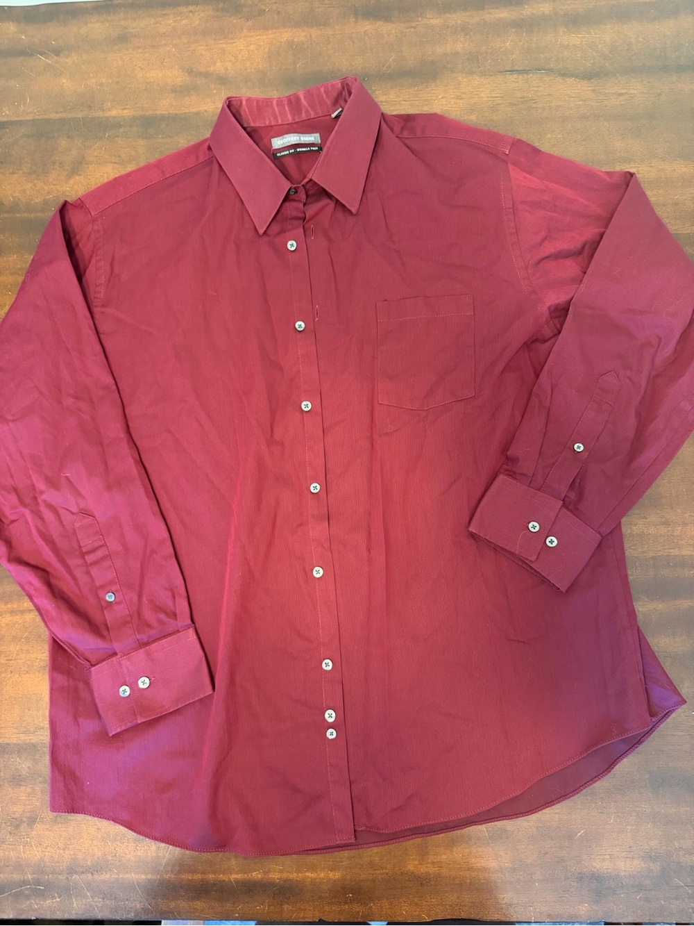 Geoffrey Beene Men's Burgundy Long-Sleeve Dress Shirt